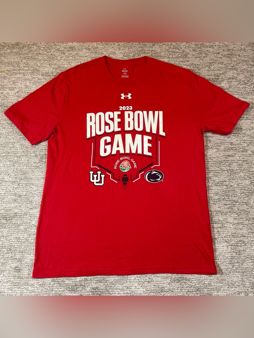 Under Armour University Of Utah Utes Rose Bowl 2023 Game T Shirt Men’s Large Red
